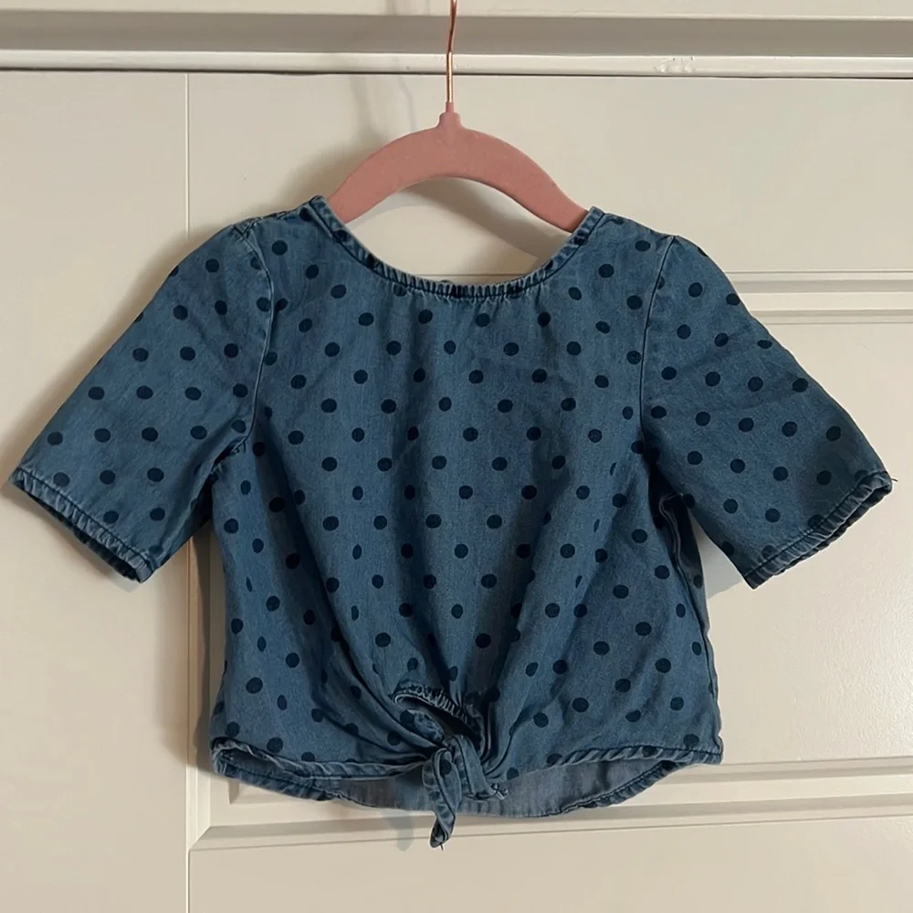 $10 ADD ON Old Navy 12-18 cotton denim polka dot blouse tie-front jean H&M zara